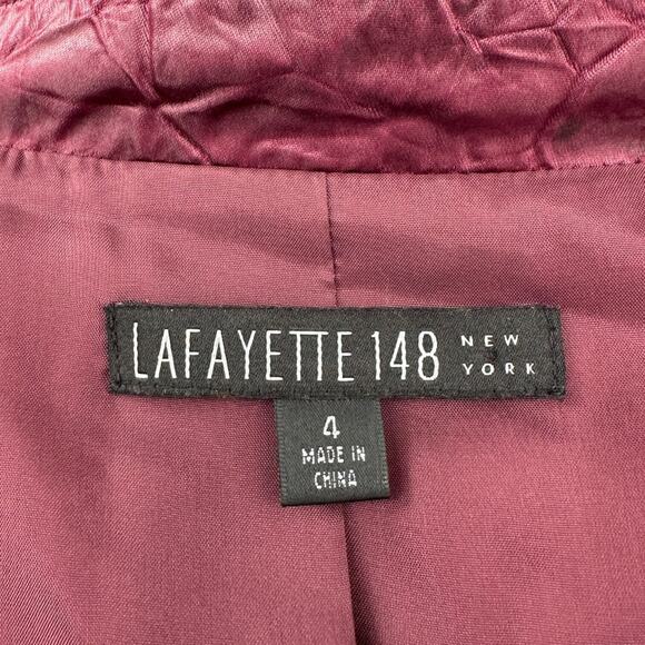 Lafayette 148 Burgundy Notched Lapel Long Sleeves Crinkled‎ Jacket Size 4 - Picture 4 of 6